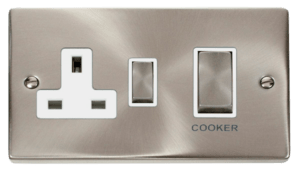 CLICK VPSC504WH 2 GANG COOKER SWITCH 45AMP WITH SOCKET
