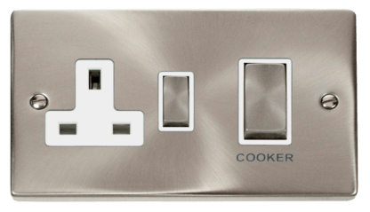 CLICK VPSC504WH 2 GANG COOKER SWITCH 45AMP WITH SOCKET