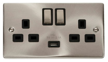 CLICK VPSC570BK USB TWIN SWITCHED SOCKET 2G DP